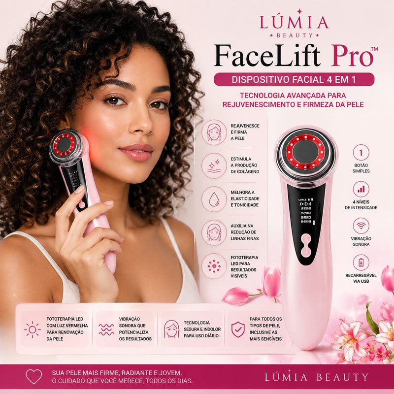 FaceLift Pro™ | Dispositivo Facial 4 em 1 com Fototerapia LED e Rejuvenescimento Facial