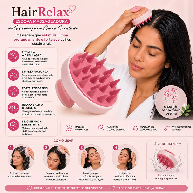 HairRelax™ | Escova Massageadora de Silicone para Couro Cabeludo