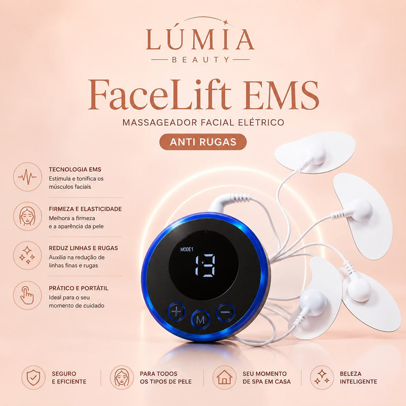 FaceLift EMS Pro™ – Massageador Facial Elétrico Anti Rugas