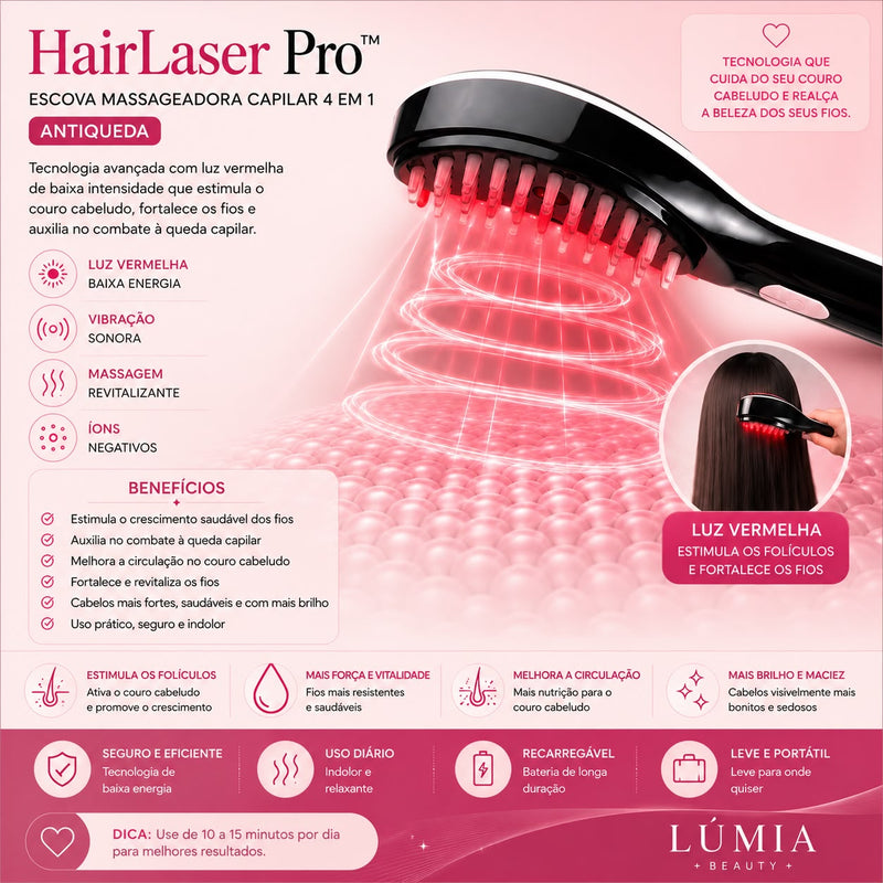 HairLaser Pro™ | Escova Massageadora Capilar 4 em 1 Antiqueda